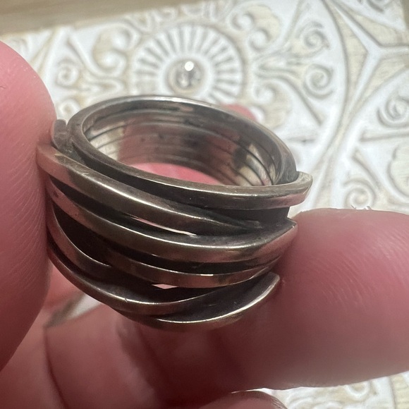 Artisan Modern Wide Chunky Sterling Silver Band Ring Solid Size 9 - Picture 9 of 16